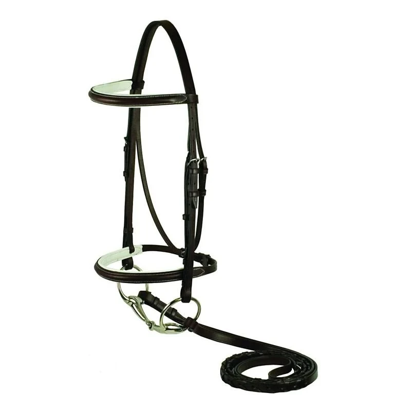 Gatsby Plain Raised Padded Bridle Havanna/White / Oversize