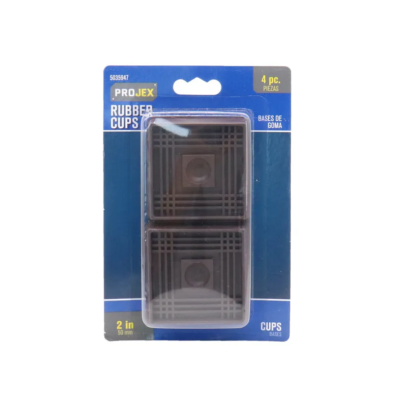 Copos Para Móveis Projex Rubber Brown Square 5x5cm, Pacote Com 4