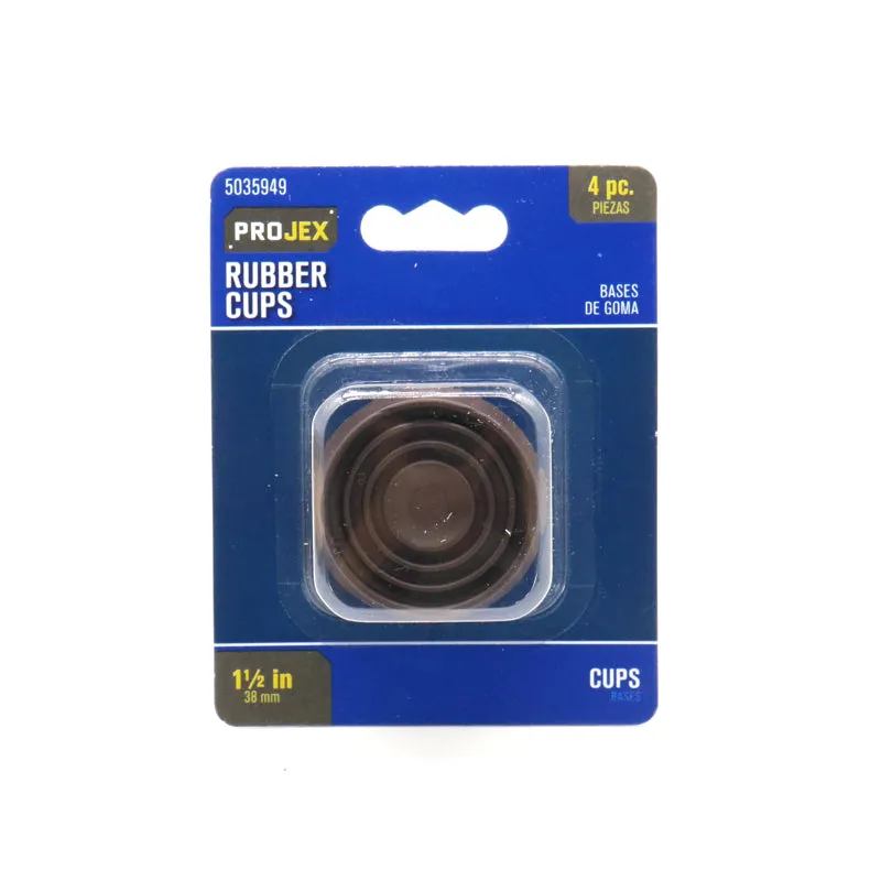 Copos Para Móveis Projex Rubber Brown Round, Pacote Com 4, 3,8 Cm