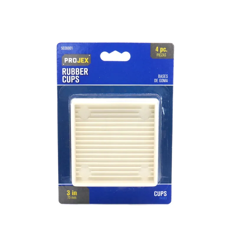 Copos Para Móveis Projex Rubber White Square 7,62 Cm L X 7,62 Cm L