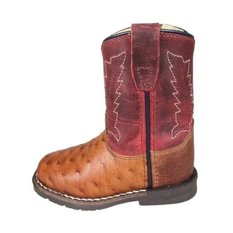 Smoky Mountain Toddler Autry Western Boots with Side Zipper Cognac/Red / 3