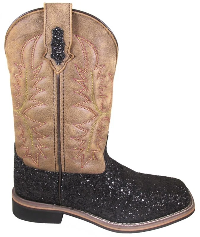 Smoky Mountain Women Las Vegas Black Boots Black Glitter/Brown Distress / 7.5M