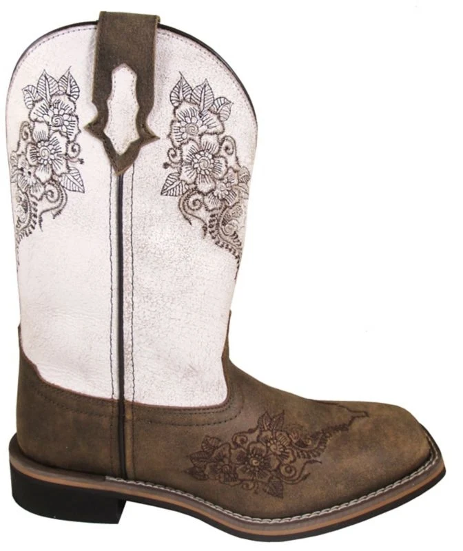 Smoky Mountain Ladies Meadow Boots Brown Distress/Antique White / 8.5