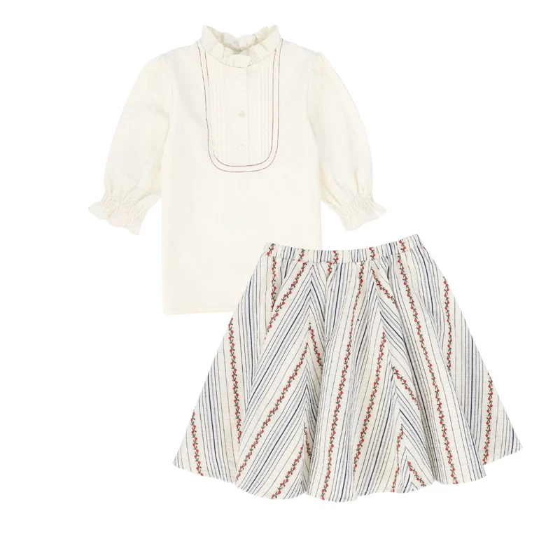 BAMBOO IVORY FLORAL STRIPE SET [FINAL SALE] 16 / 7