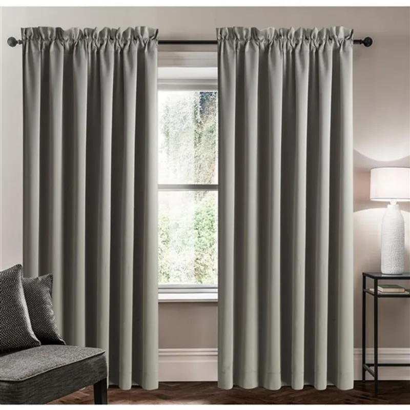 Swift Home 84-in Grey Polyester Room Darkening Interlined Single Curtain Panel