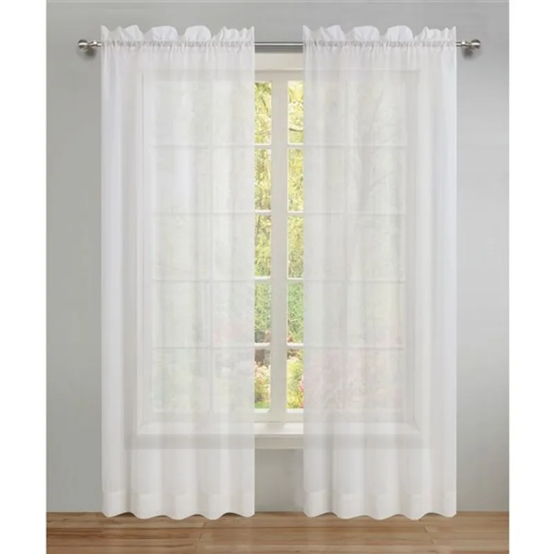 Swift Home 84-in White Polyester Sheer Interlined Curtain Panel Pair