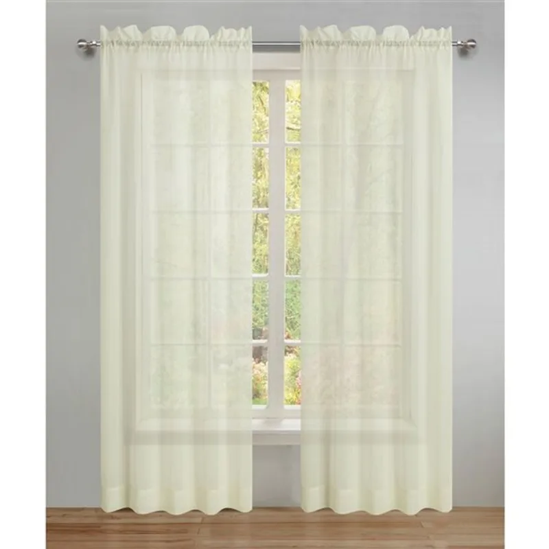 Swift Home 84-in Ivory Polyester Sheer Interlined Curtain Panel Pair