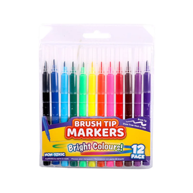 Marcadores Punta Pincel x 12 Un