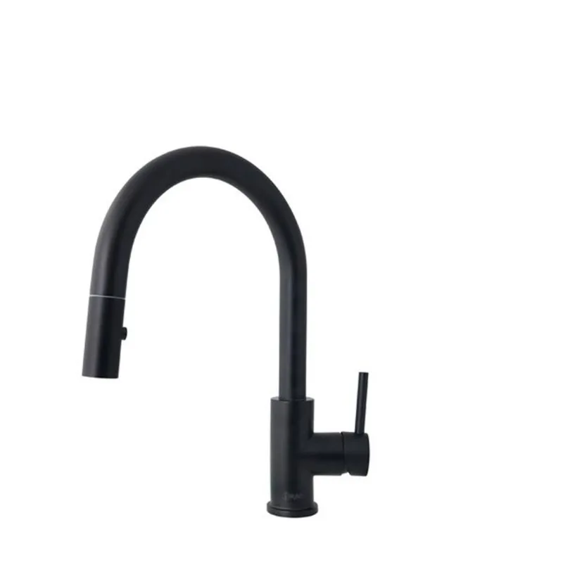 Stylish Modena Matte Black 1-Handle Deck Mount High-Arc Handle/Lever Kitchen Faucet