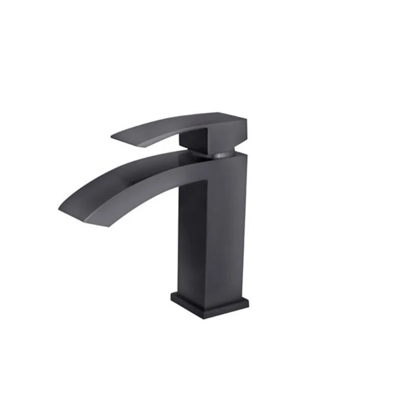 Stylish Modern Single Handle Matte Black Bathroom Faucet