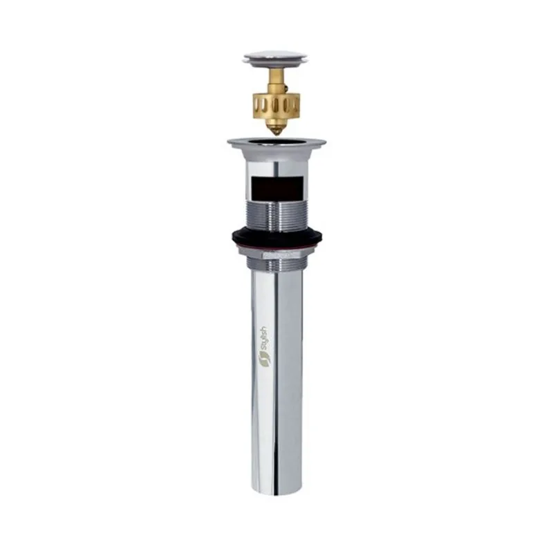 Stylish Bathroom Vanity Sink Pop-Up Drain with Overflow - Chrome