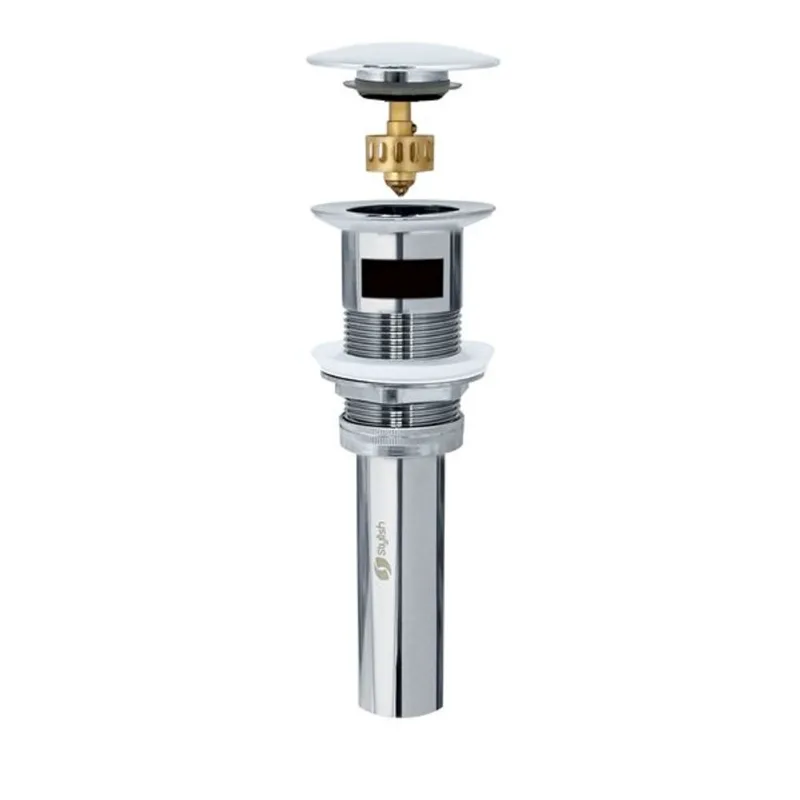 Stylish Bathroom Sink Pop-Up Drain with Overflow - Chrome
