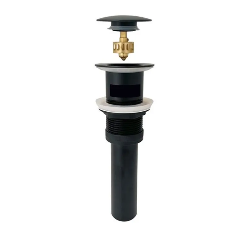 Stylish Bathroom Sink Pop-Up Drain with Overflow - Matte Black