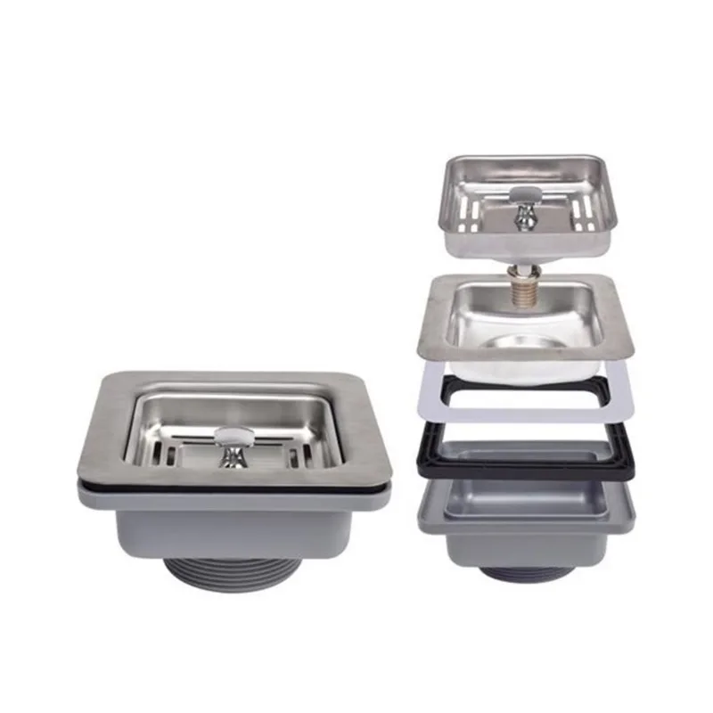 Stylish 3.5-in Square Stainless Steel Rust Resistant Strainer with Tailpipe