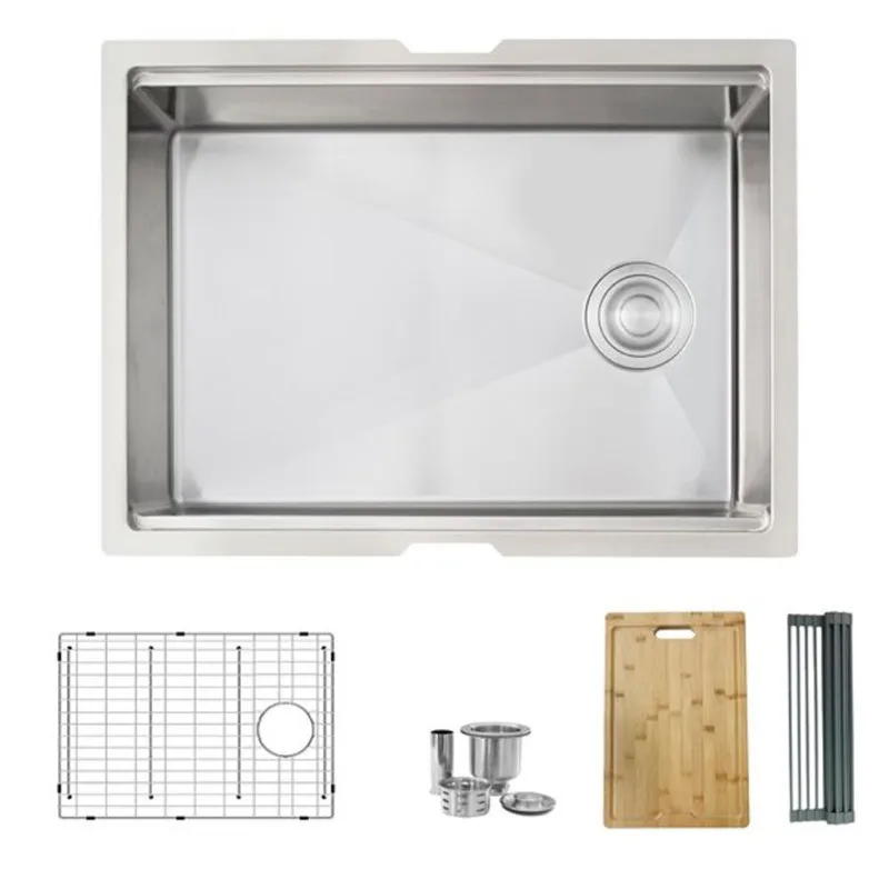 Stylish 25-in Undermount Single Bowl Workstation Kitchen Sink
