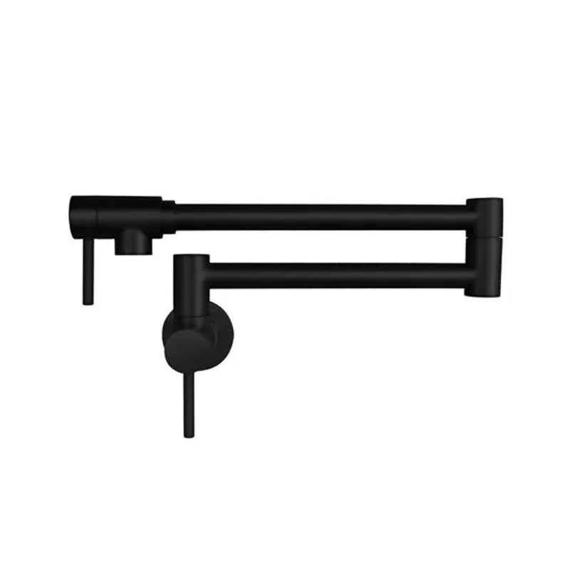 Stylish Asti Matte Black 2-handle Wall Mount Pot Filler Kitchen Faucet