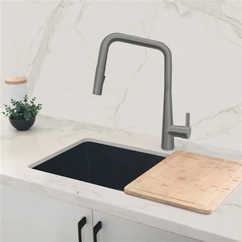 Stylish Turin Gunmetal 1-Handle Deck Mount High-Arc Handle/Lever Kitchen Faucet