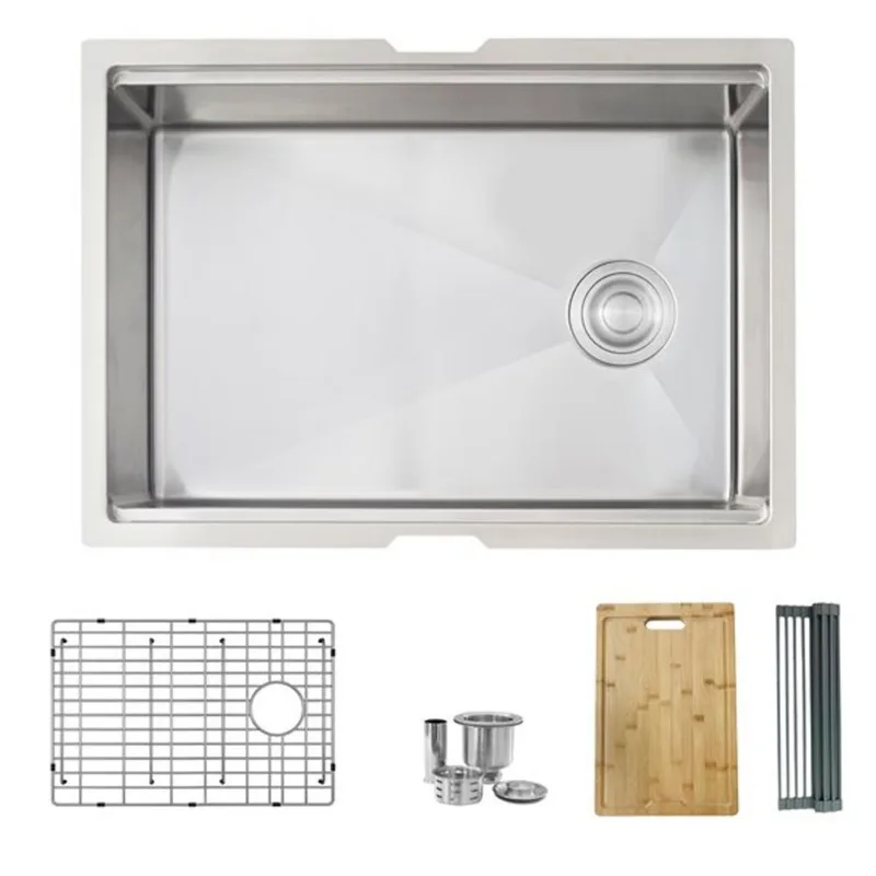 Stylish Single Bowl Undermount Stainless Steel Workstation Kitchen Sink 27-in x 19-in
