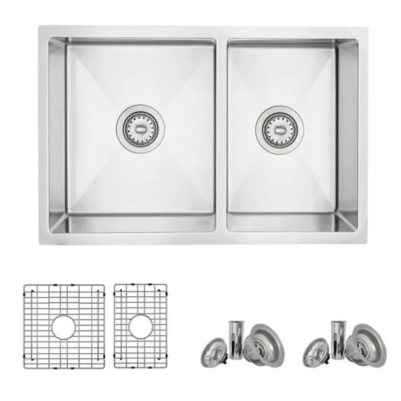 Azuni Dijon 27-in x 18-in Double Bowl 60/40 Drop-in Stainless Steel Kitchen Sink