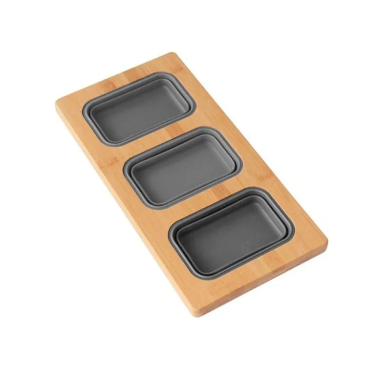 Azuni 16.75-in L x 8.5-in W Workstation Sink Bamboo Serving Board set with 3 Collapsible Containers