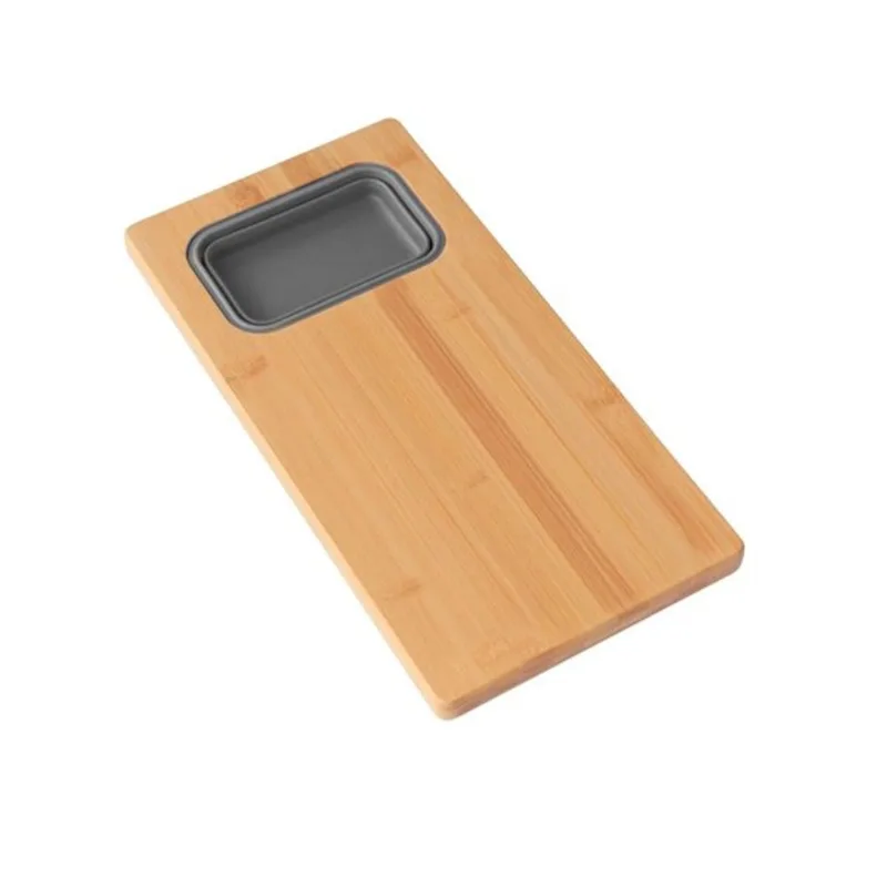 Azuni 16.75-in L x 8.5-in W Workstation Sink Bamboo Cutting Board set with 1 Collapsible Container