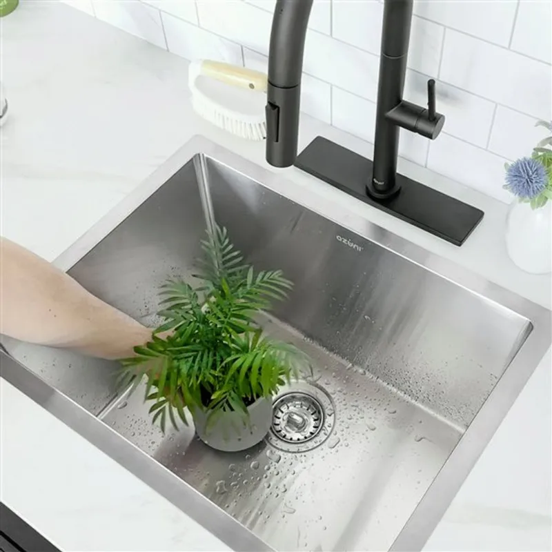 Azuni 17-in x 22-in Dual-Mount Stainless Steel Laundry Sink with Drain