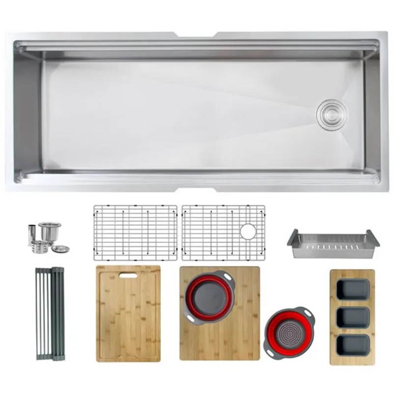 Stylish 45-in Undermount Single Bowl Workstation Kitchen Sink