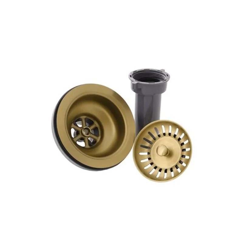 Stylish ST-08 3.5-in Brushed Gold Stainless Steel Kitchen Sink Strainer with Removable Basket