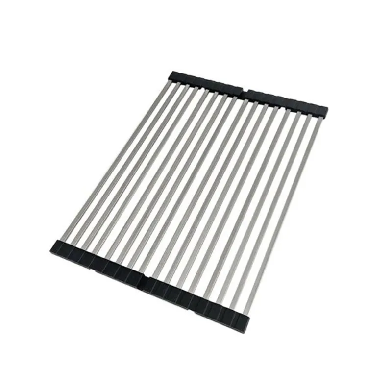 Stylish 17.75-in Black Over-the-Sink Foldable Drying Rack with Stainless Steel Rods and Silicone Edges