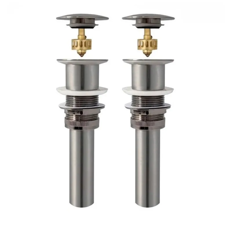 Stylish Brushed Nickel Pop-Up Vessel Sink Drain without Overflow - 2/Pk