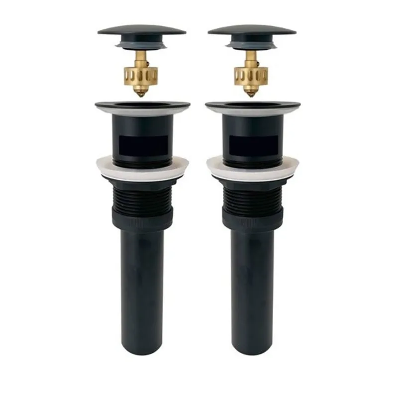 Stylish Matte Black Mushroom Pop-Up Bathroom Sink Drain w/ Overflow - 2/Pk