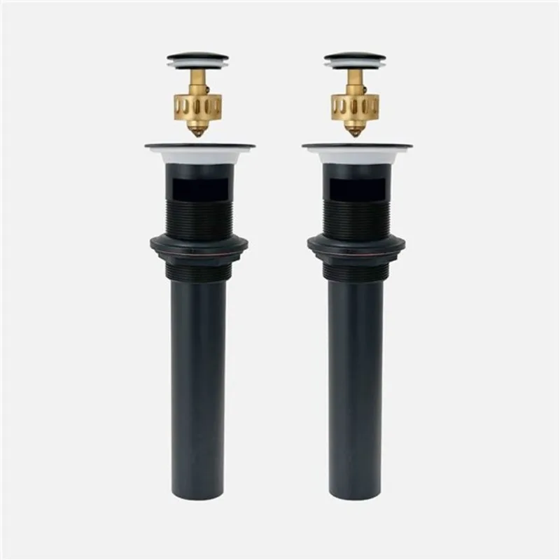 Stylish Matte Black Standard Pop-Up Bathroom Sink Drain w/ Overflow - 2/Pk