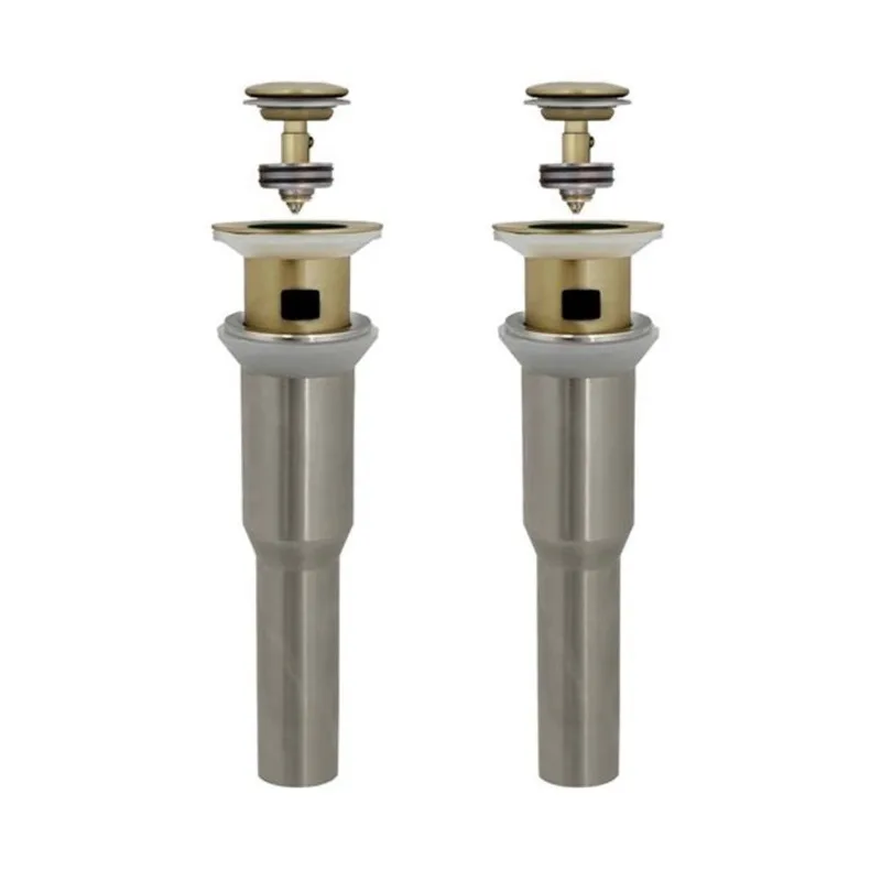 Stylish Brushed Gold Standard Pop-Up Bathroom Sink Drain w/ Overflow - 2/Pk