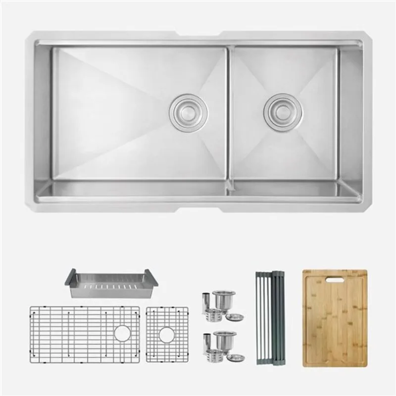 Stylish Versa Undermount 36 L x 19-in W Stainless Steel Double Bowl Workstation Kitchen Sink All-in-One Kit