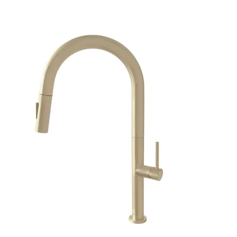 Stylish Catania Single Handle Brushed Gold Pull-Down Kitchen Faucet