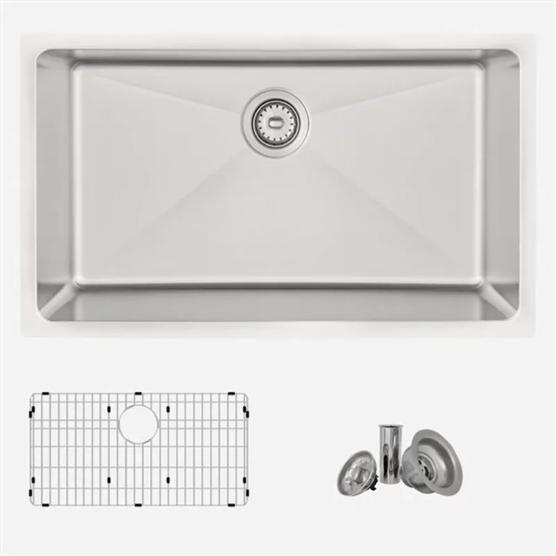 Stylish 31-in Single Bowl Dual-Mount Stainless Steel Kitchen Sink with Grid