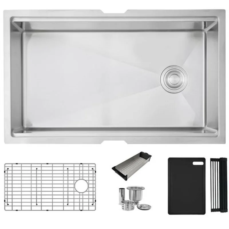 Stylish Versa33 19 W x 33-in L Stainless Steel Undermount Reversible Single-Bowl Kitchen Sink w/ Accessories