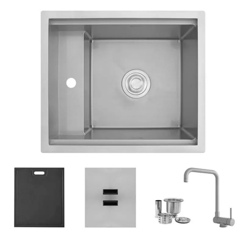 Stylish Elevare 20-in Stainless Steel 1-Hole Drop-In Single Utility Sink w/ Dura-Tek Finish and Stainless Steel Faucet