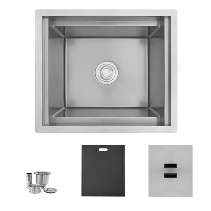 Stylish 20-in Stainless Steel Single Bowl Insulated Ice Chest Workstation Sink - Centre Drain