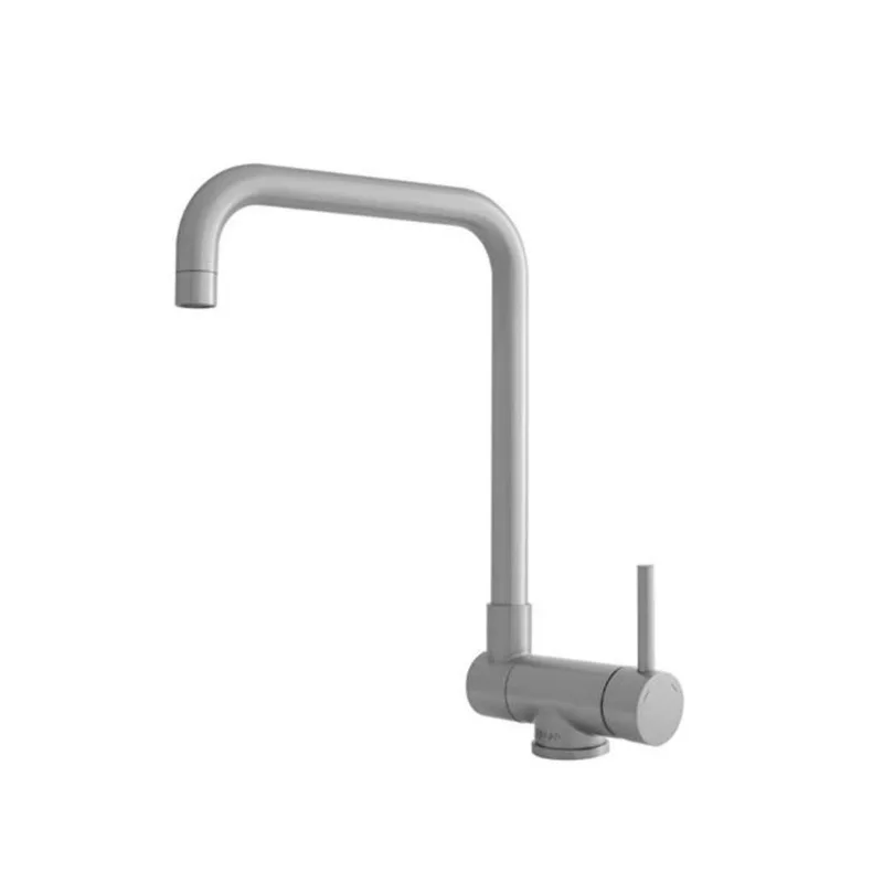 Stylish Brushed Stainless Steel 1 Lever Handle Deck-Mount High-Arc Foldable Kitchen Faucet