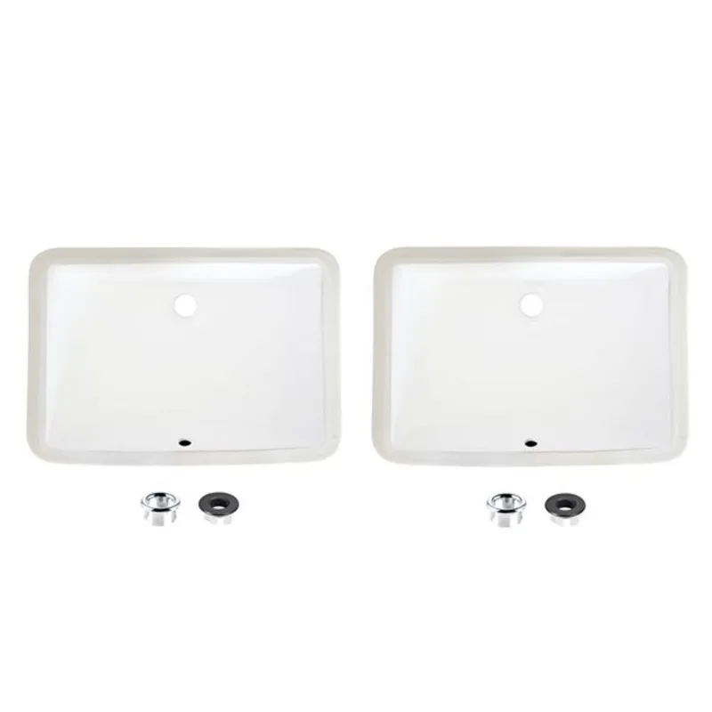 Stylish Chic 21.25 W x 14.5-in D White Porcelain Rectangular Undermount Bathroom Sinks - Set of 2