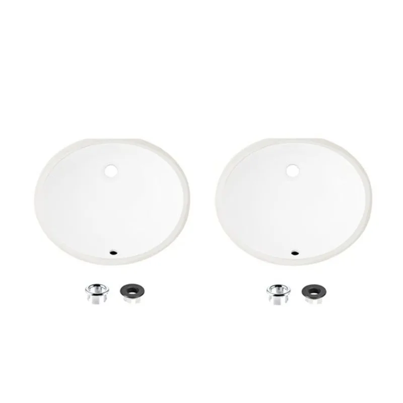 Stylish Cool 19.5 W x 16-in D White Porcelain Oval Undermount Bathroom Sinks - Set of 2