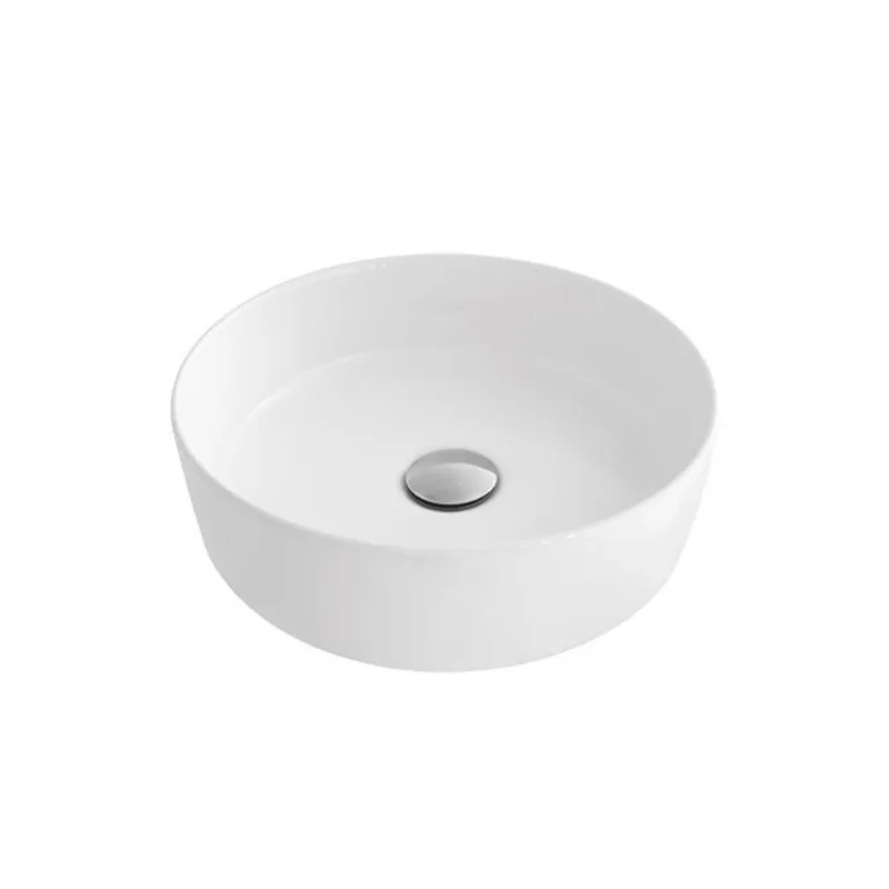 Stylish 14.12-in White Modern Round Porcelain Countertop Vessel Bathroom Sink - Drain Not Included