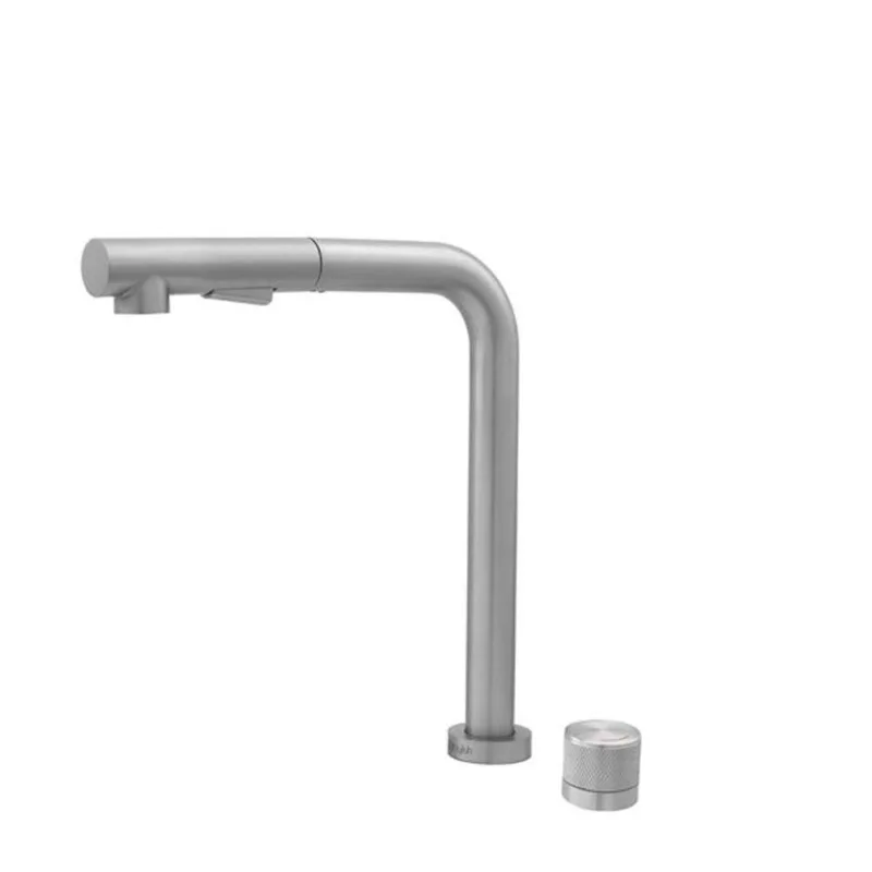 Stylish Single Handle Lift-Up Kitchen Faucet w/ Pull-Down Sprayhead - Brushed Stainless Steel