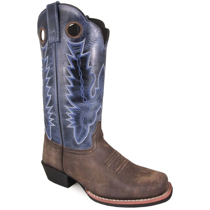 Smoky Mountain Ladies Mesa Square Toe Boots Brown/Navy Crackle / 6M