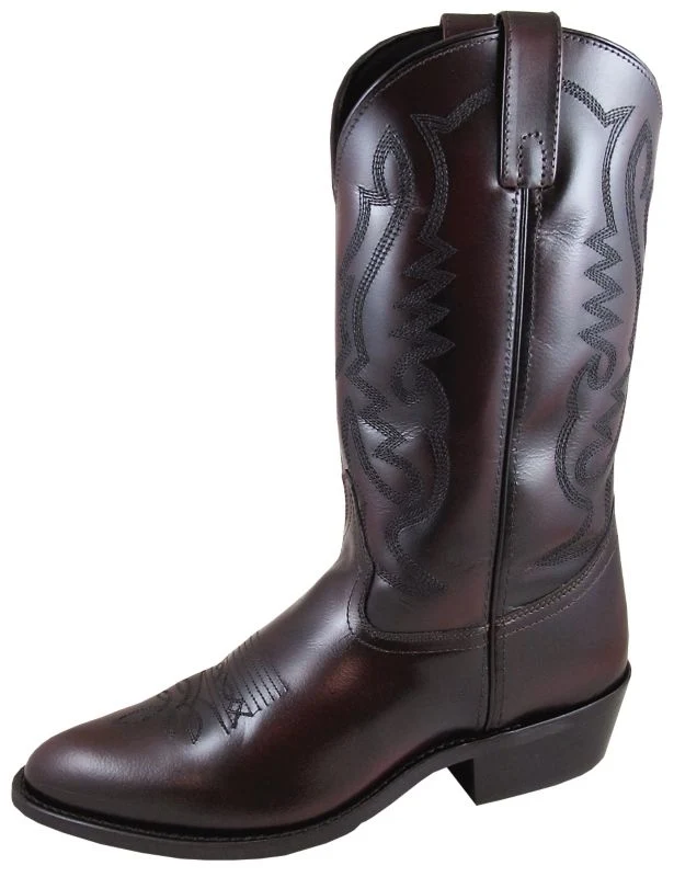Smoky Mens Denver Round Toe Brown Boots Black Cherry / 11EE