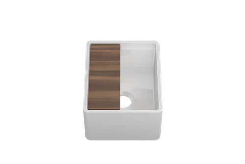 Julien - Fira Apron Front Undermount Single Bowl Bar Sink with Accessory Ledge, 15X19X8-3/4