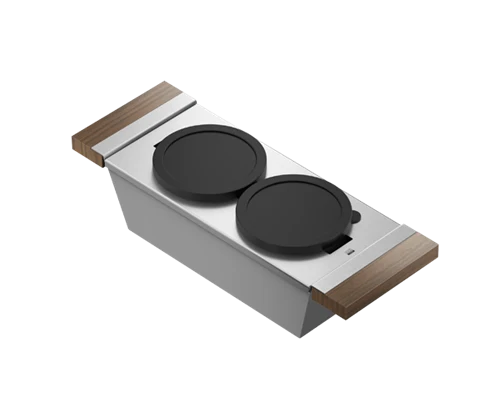 Julien - Serving bin with bowls (2) for 16 inch sink, walnut handles, 6X17X4