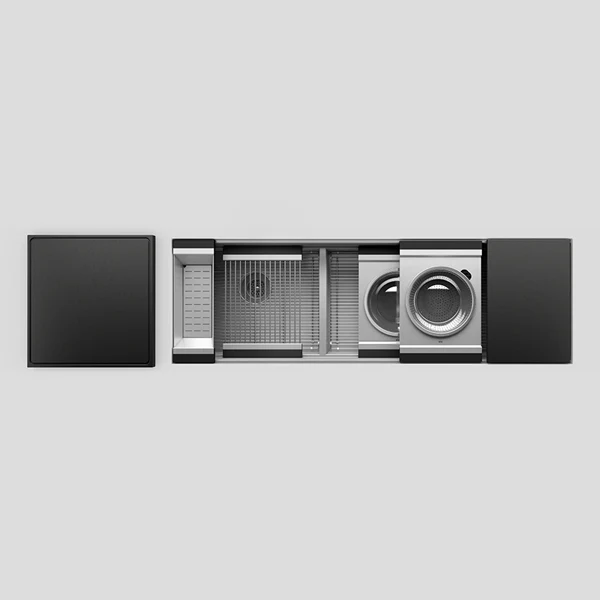 Julien - Smartstation Undermount Double-Bowl Workstation Kitchen Sink with Composite Accessories, L21x17x10 R36x17x 10