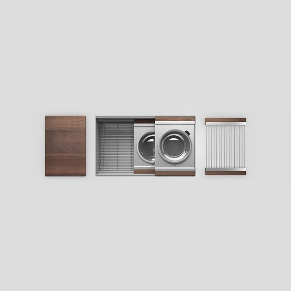 Julien - Smartstation Undermount Single-Bowl Workstation Kitchen Sink with Walnut Accessories, 30x17x10